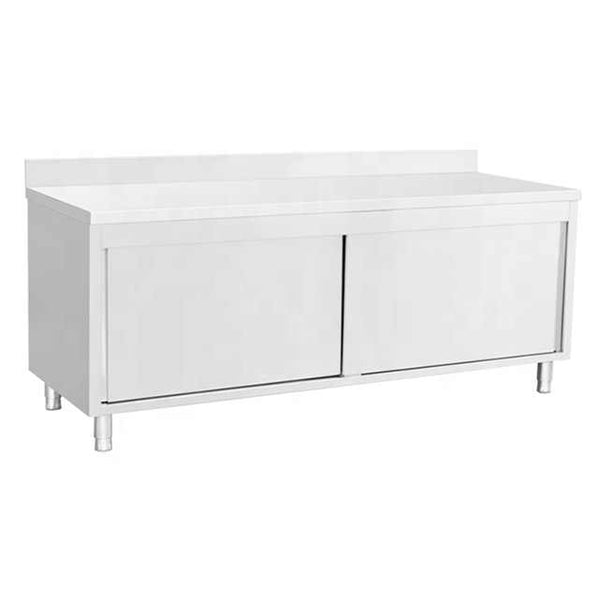 Commerical Stainless Steel Working Table China Factory Height Adjustable Sliding Door Kitchen Work Table Cabinet